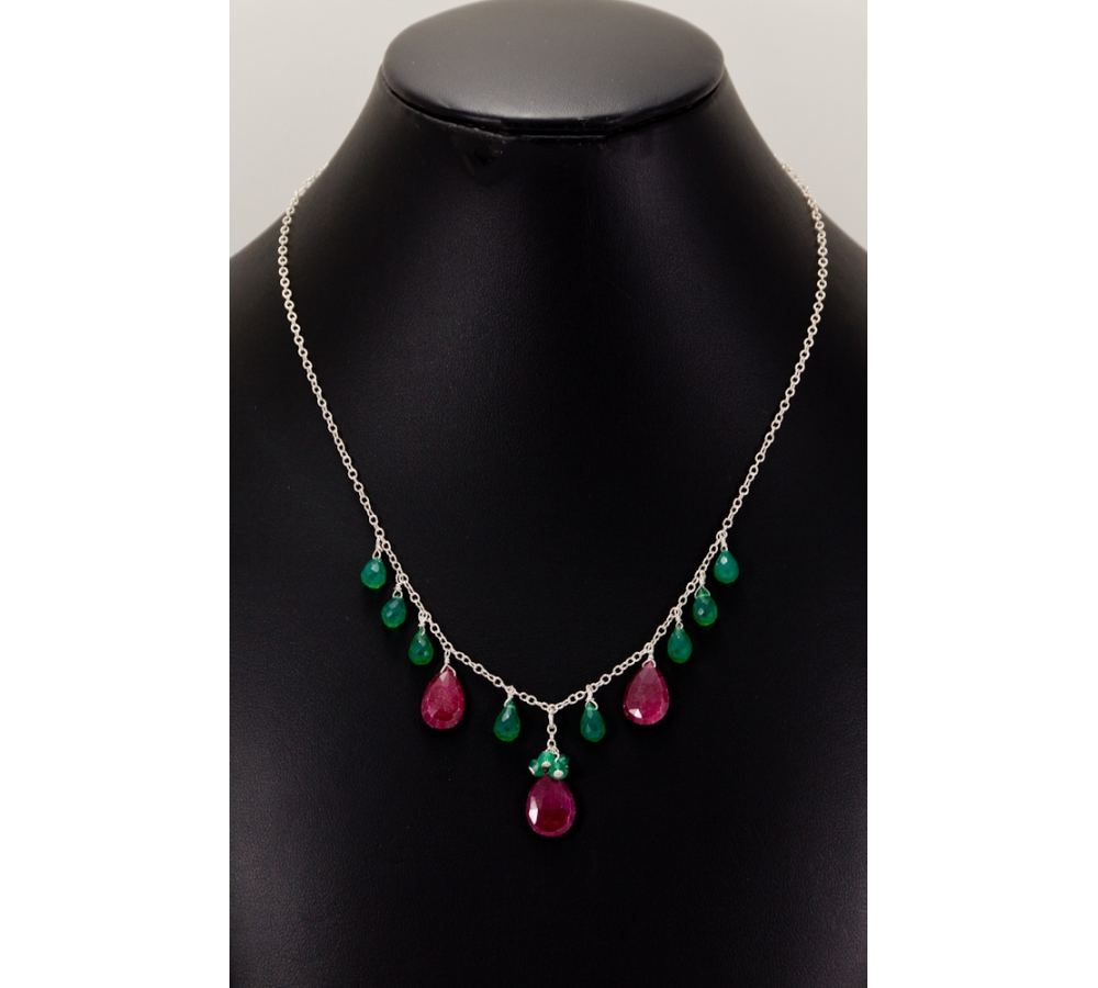 JNSU1250 Dyed Ruby and Green Agate Necklace JNSU1250 Dyed Ruby and Green Agate Necklace