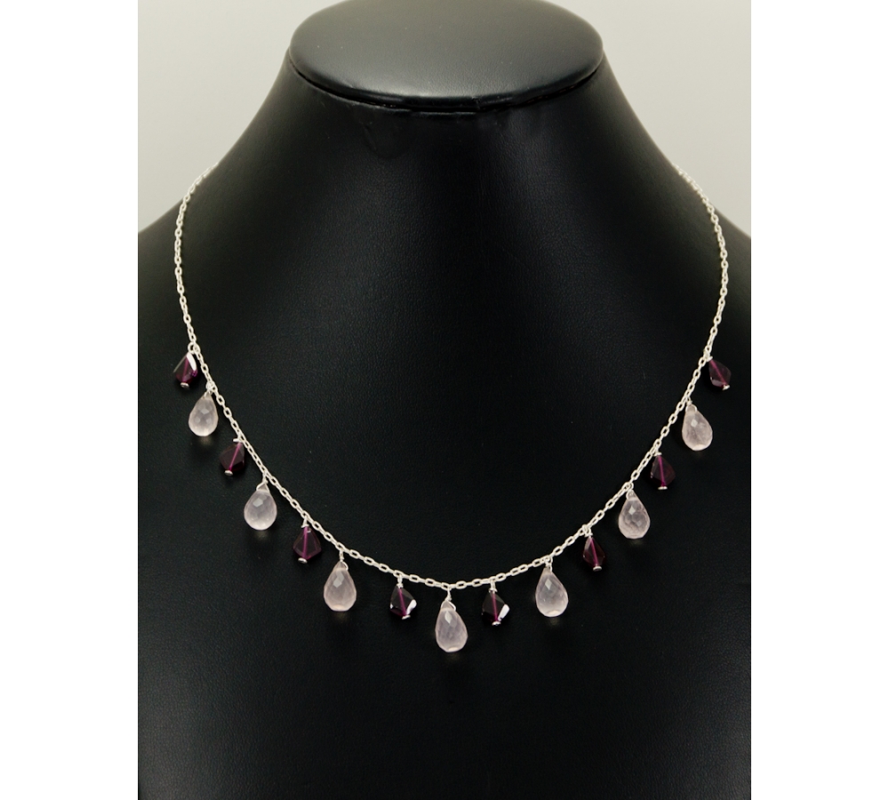 JNSU1253 Rose Quartz and Ruby Necklace JNSU1253 Rose Quartz and Ruby Necklace