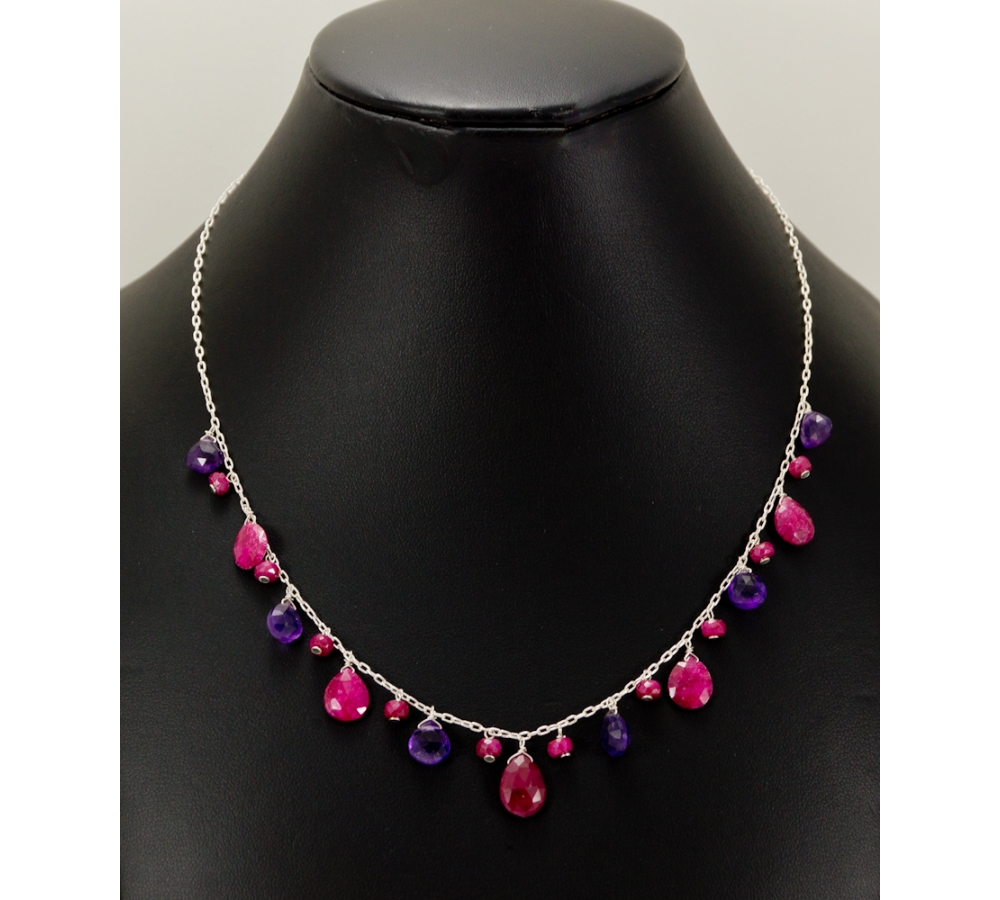 JNSU1254 Dyed Ruby and Amethyst Necklace JNSU1254 Dyed Ruby and Amethyst Necklace