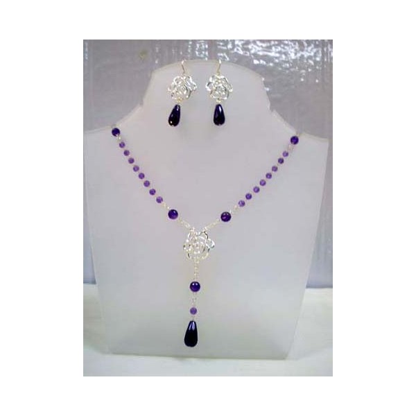 JN-JE0207 Amethyst Necklace and Earring Set JN-JE0207 Amethyst Necklace and Earring Set