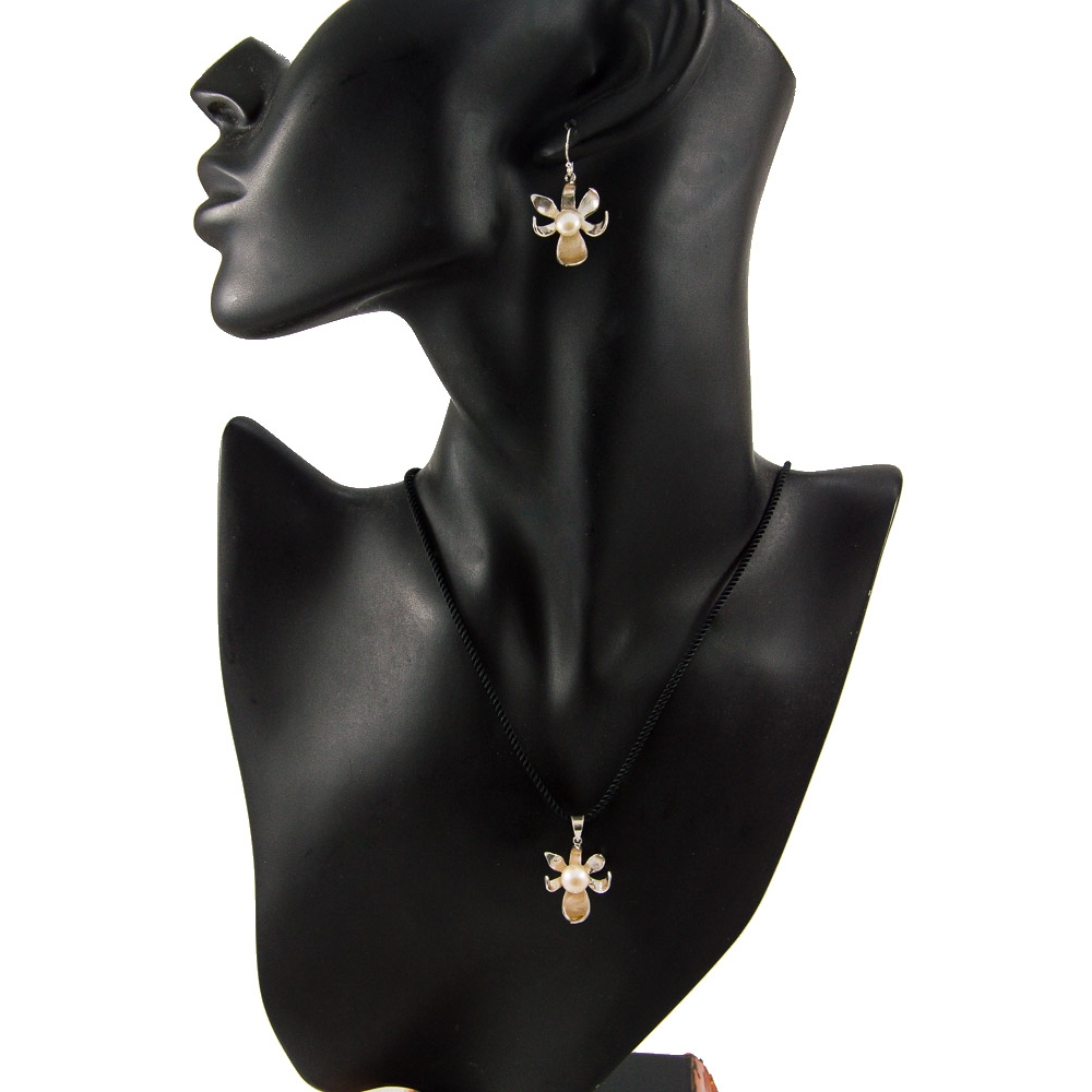 JNEP 228 Fresh Water Pearl Necklace and Earring Set JNEP 228 Fresh Water Pearl Necklace and Earring Set