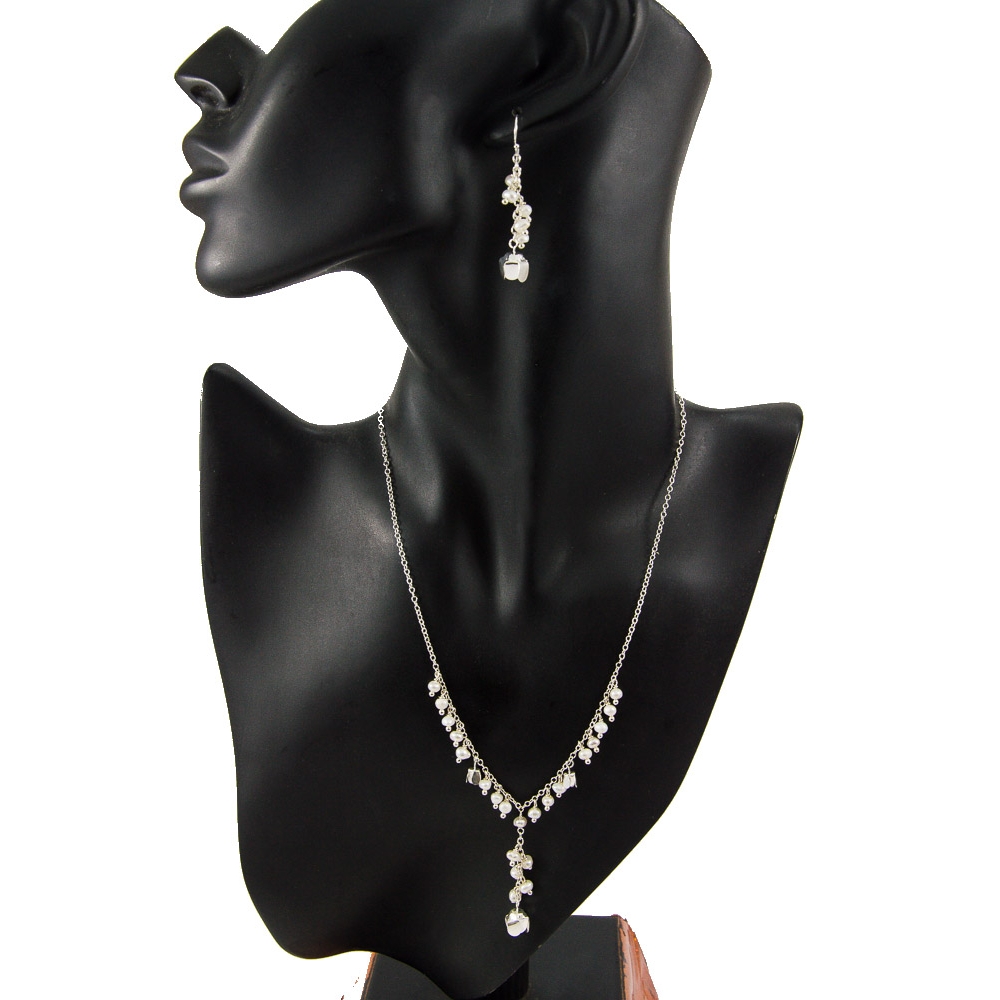 JNEP 266 Fresh Water Pearl Necklace and Earring Set JNEP 266 Fresh Water Pearl Necklace and Earring Set