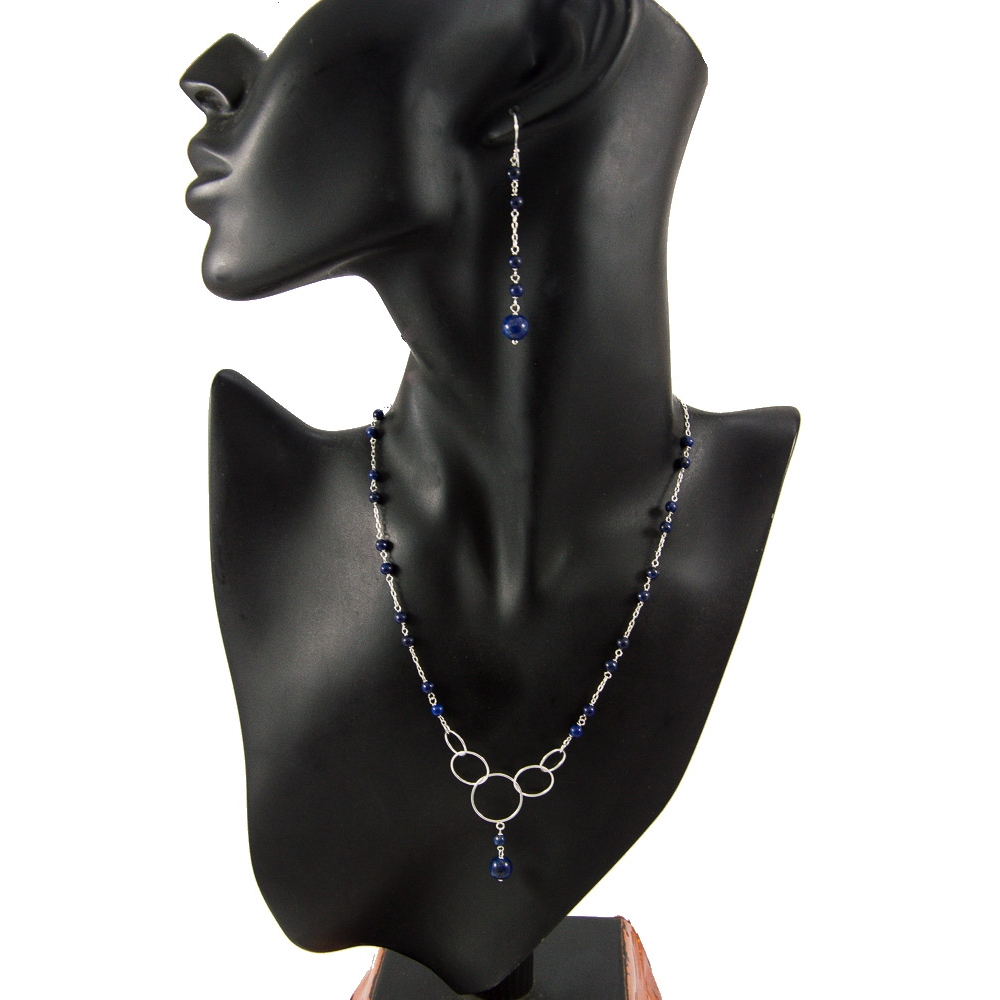 JNEP 267 Lapiz Lazuli Necklace and Earring Set JNEP 267 Lapiz Lazuli Necklace and Earring Set