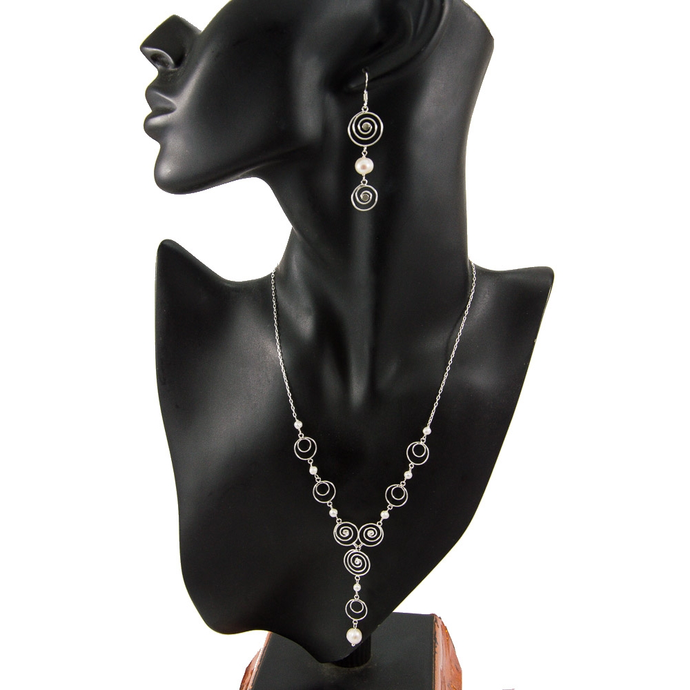 JNEP 268 Fresh Water Pearl Necklace and Earring Set JNEP 268 Fresh Water Pearl Necklace and Earring Set