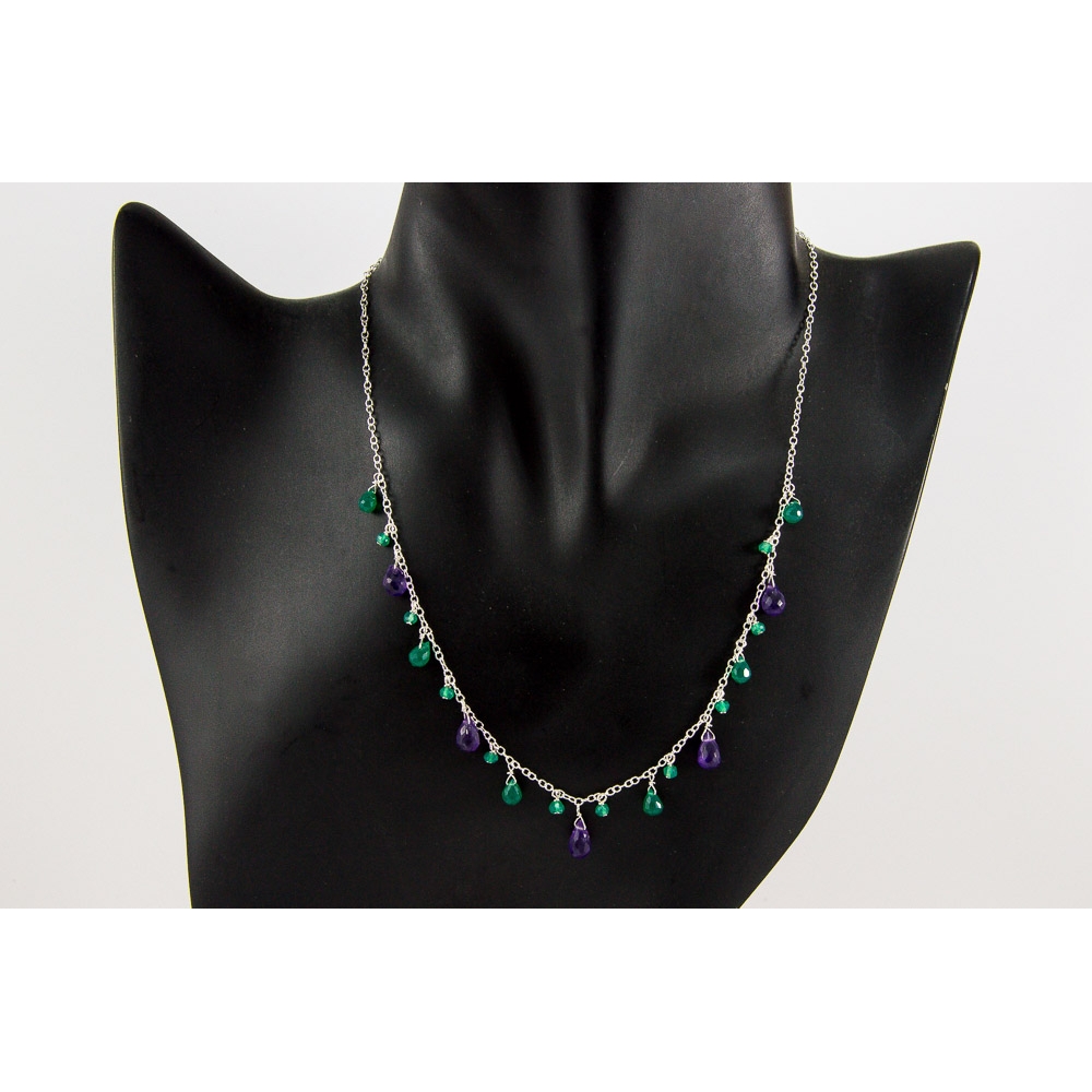 JNSU1164 Emerald and Amethyst Necklace JNSU1164 Emerald and Amethyst Necklace