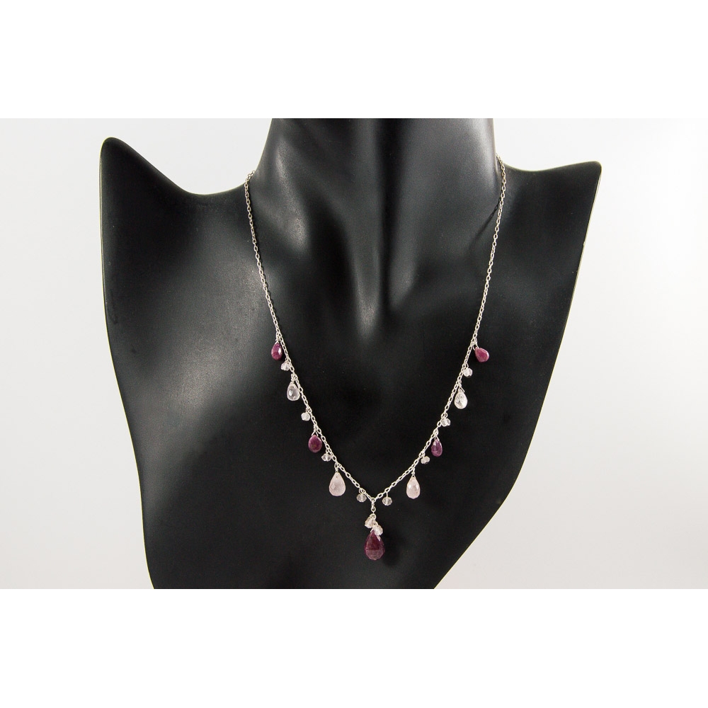 JNSU1262 Rose Quartz and Dyed Ruby Necklace JNSU1262 Rose Quartz and Dyed Ruby Necklace