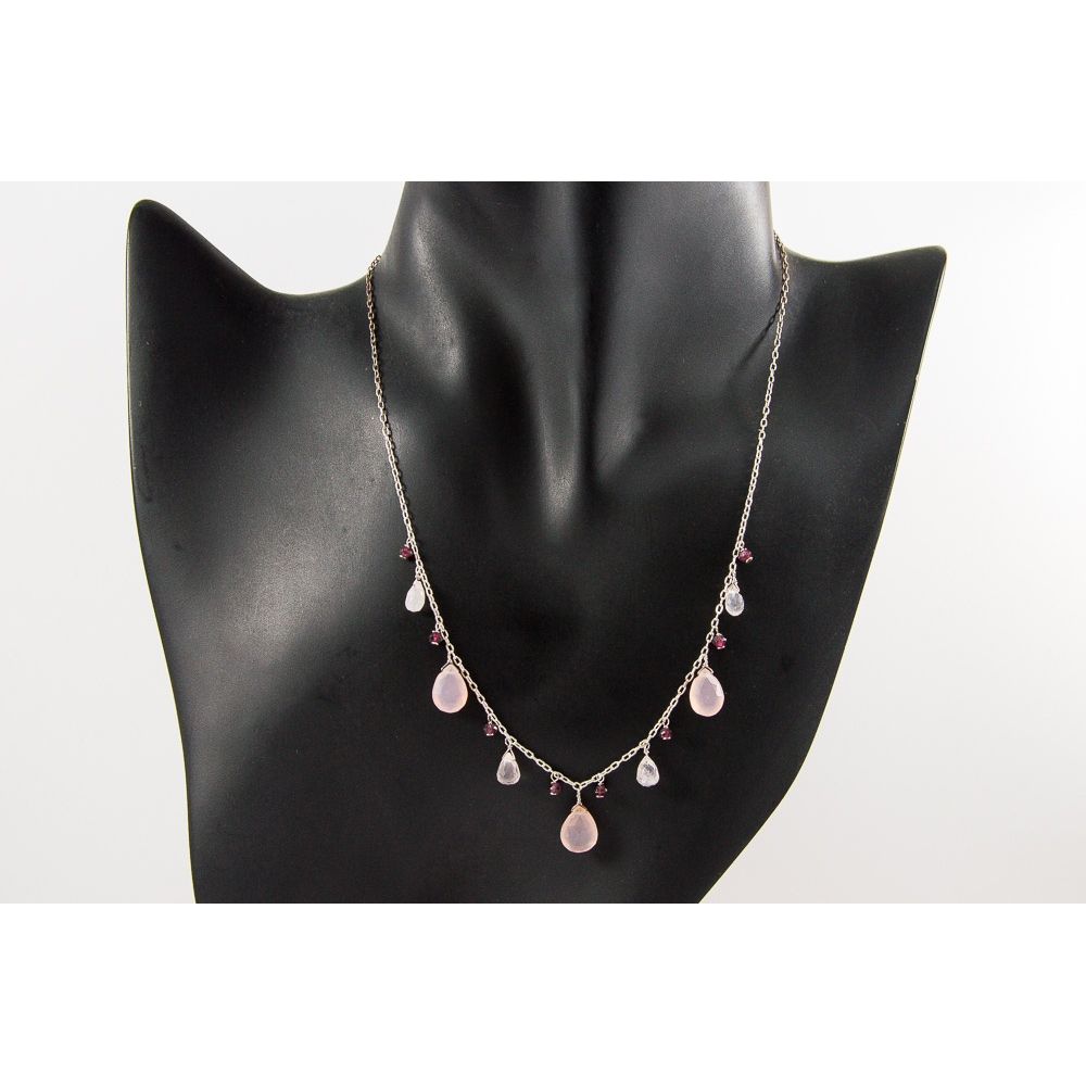 JNSU1264 Rose Quartz and Dyed Ruby Necklace JNSU1264 Rose Quartz and Dyed Ruby Necklace