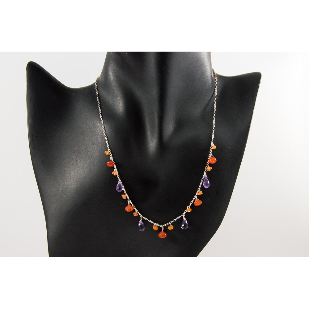 JNSU1268 Amethyst and Orange Agate Necklace JNSU1268 Amethyst and Orange Agate Necklace