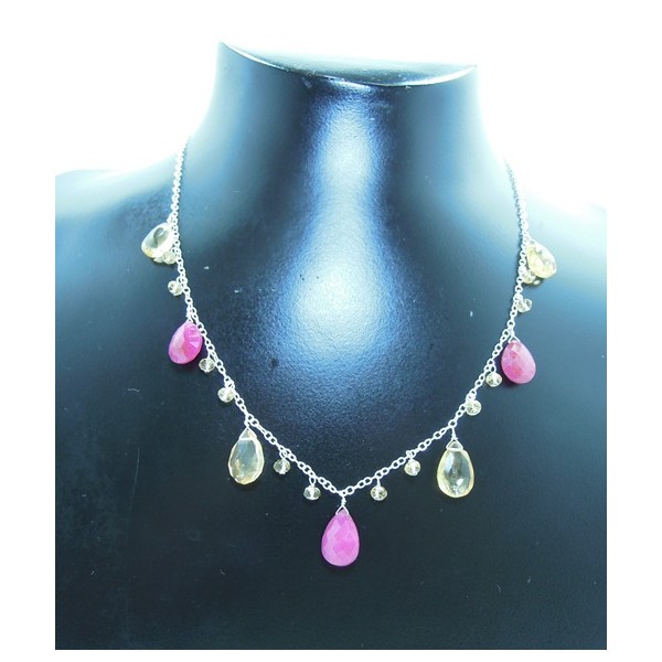 JN659 Ruby and Lemon Quartz Necklace JN659 Ruby and Lemon Quartz Necklace