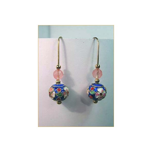 E0062 China bead and Cherry Quartz Earring E0062 China bead and Cherry Quartz Earring