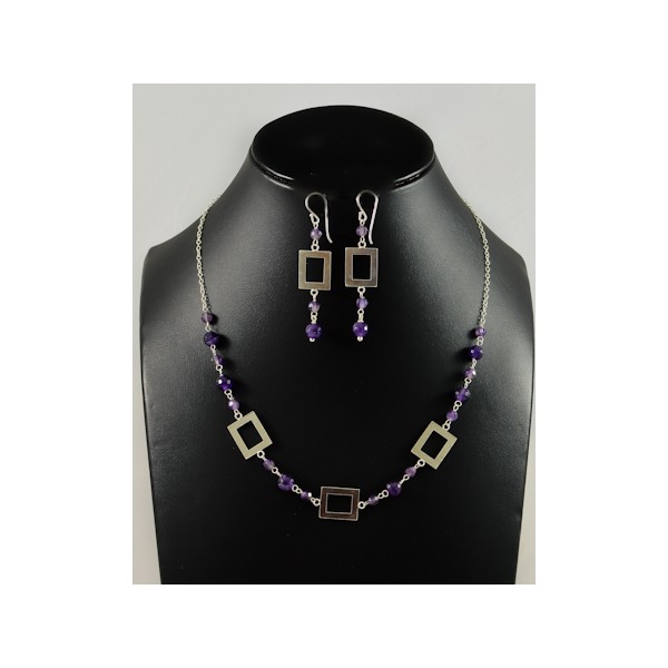 JNEP 258 Amethyst Necklace and Earring Set JNEP 258 Amethyst Necklace and Earring Set