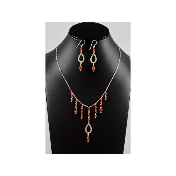 JNEP 236 Dried Ruby Necklace and Earring Set JNEP 236 Dried Ruby Necklace and Earring Set