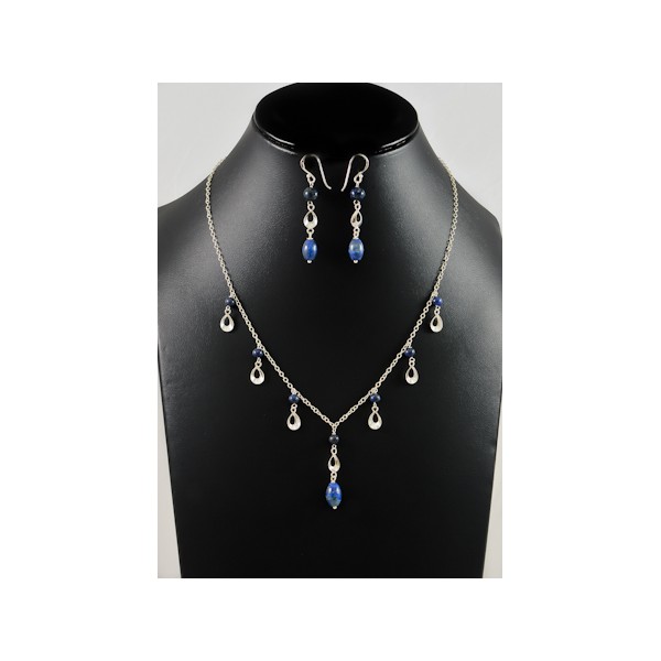JNEP 243 Lapiz Lazuli Necklace and Earring Set JNEP 243 Lapiz Lazuli Necklace and Earring Set