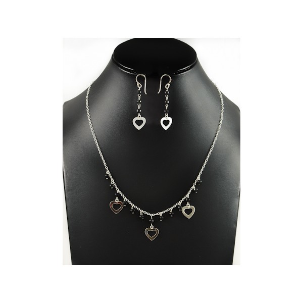 JNEP 244 Black Onyx Necklace and Earring Set JNEP 244 Black Onyx Necklace and Earring Set