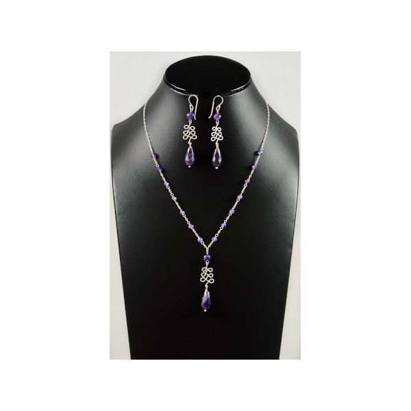 JNEP 245 Amethyst Necklace and Earring Set JNEP 245 Amethyst Necklace and Earring Set