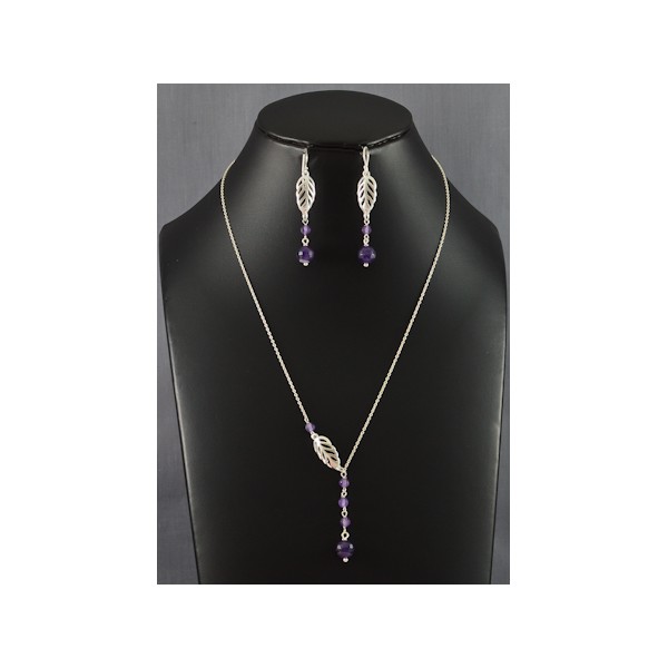 JNEP 259 Amethyst Necklace and Earring Set JNEP 259 Amethyst Necklace and Earring Set