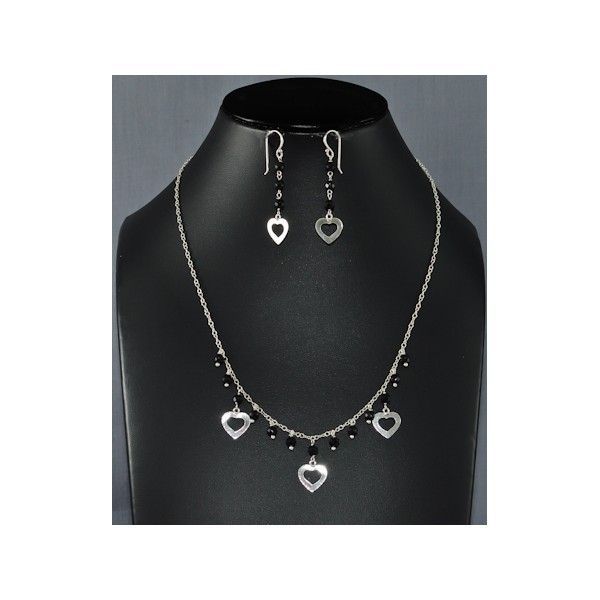 JNEP 249 Black Onyx Necklace and Earring Set JNEP 249 Black Onyx Necklace and Earring Set