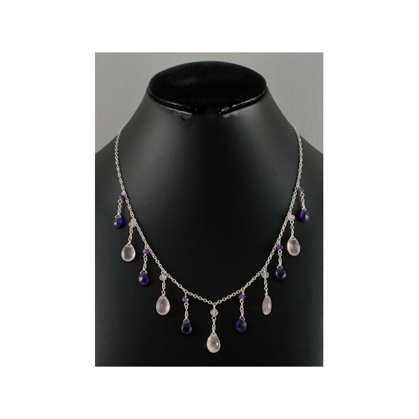 JNSU1196 Amethyst and Rose Quartz Necklace JNSU1196 Amethyst and Rose Quartz Necklace