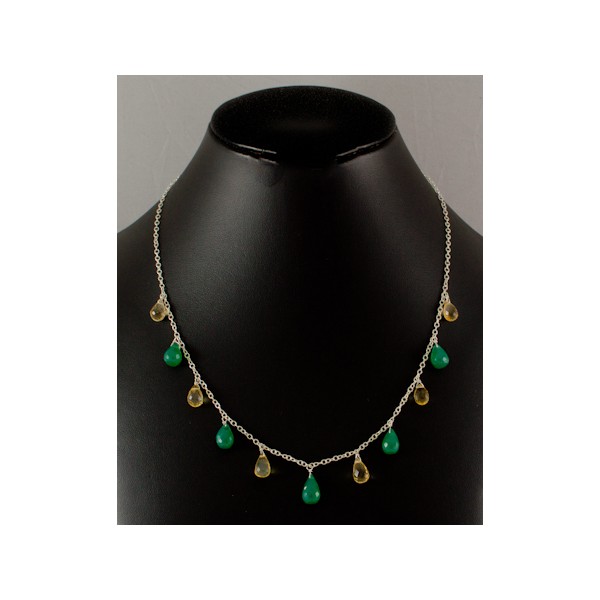JNSU1039 Green Agate and Lemon Quartz Necklace JNSU1039 Green Agate and Lemon Quartz Necklace