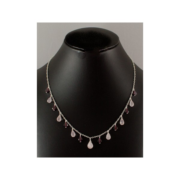 JNSU1145 Garnet and Rose Quartz Necklace JNSU1145 Garnet and Rose Quartz Necklace