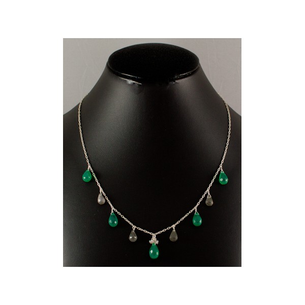 JNSU1149 Grey and Green Agate Necklace JNSU1149 Grey and Green Agate Necklace